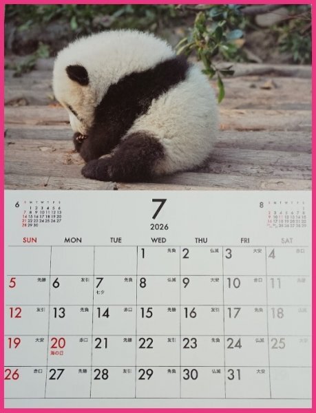【送料無料:1冊:可愛い「動物2」:カレンダー:A4:30x21cm】★2026年 アニマル:白熊,ひよこ,うさぎ,コアラ,パンダ,キリン★壁掛け:暦拍卖