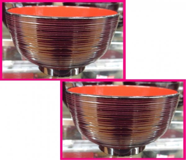 【お椀:会津塗:2個 日本製】★千筋柄・糸目 電子レンジ:食器洗浄機対応 内朱系 No5-8021 食器 おわん 小丼 小丼ぶり拍卖