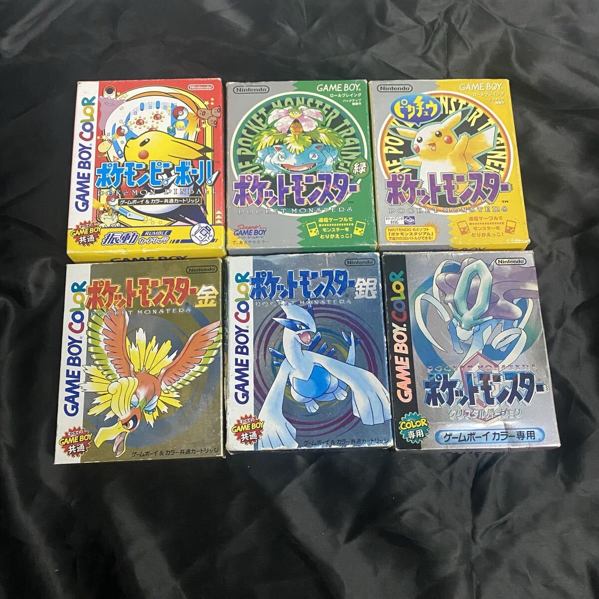 GBソフト ポケットモンスターシリーズ 箱 説明書付き 6本セット ゲームボーイ ポケモン 緑ピカチュウ金銀クリスタルピンボール拍卖