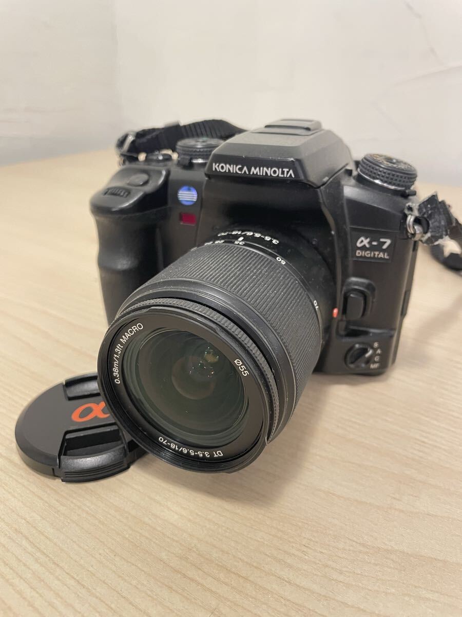 KONIKA MINOLTA α-7 DIGITAL ANTI SHAKE コニカ ミノルタ デジタル一眼レフカメラ レンズ 3.5-5.6/18-70 SONY 電池切れ 動作未確認 ②拍卖