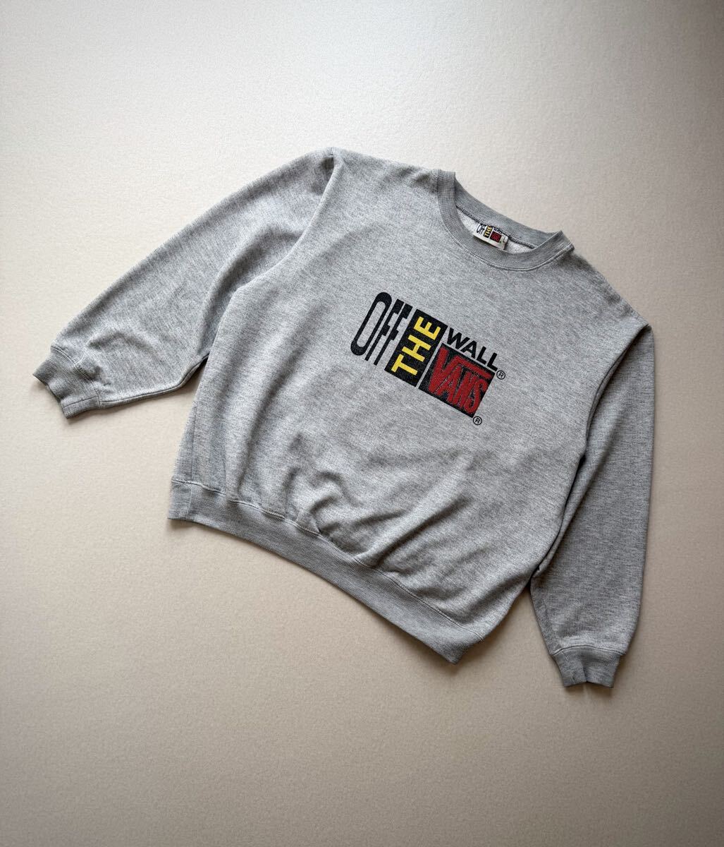 90s “ VANS ” OFF THE WALL PRINT SWEAT SHIRT OLD VINTAGE 1990s バンズ オブザウォール プリントスウェット オールド ビンテージ L拍卖
