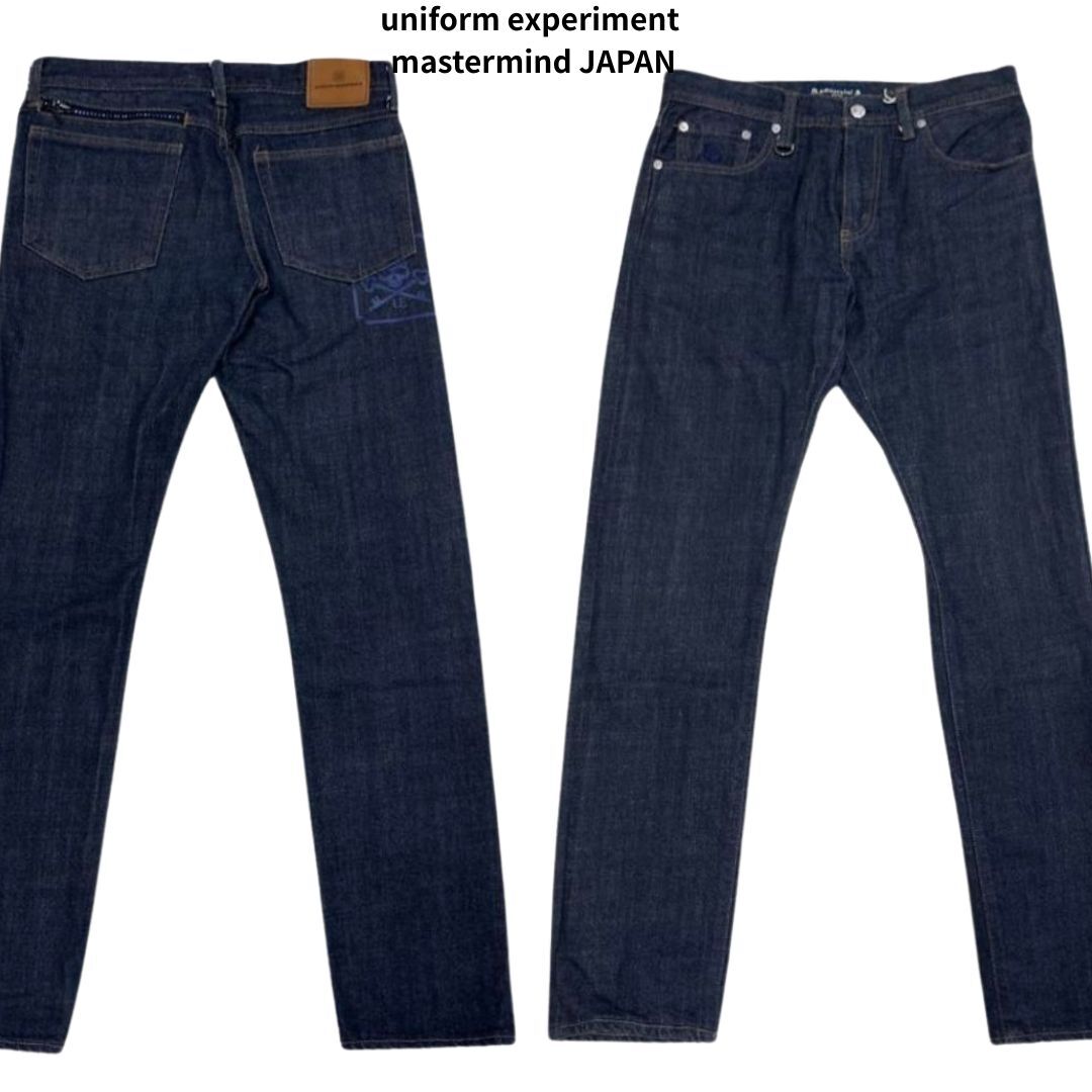 【美品】uniform experiment x mastermind JAPAN マスターマインド UNDISCOLORTION JEANS デニムパンツ ジーンズ UE-134145 size:2/赤耳拍卖
