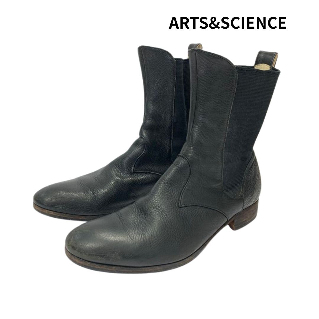 【24.5】ARTS&SCIENCE アーツ&サイエンス 06aw サイドゴアブーツ ショートブーツ レザー ブラック/シューズ ブーツ 革靴 靴 レディース 拍卖