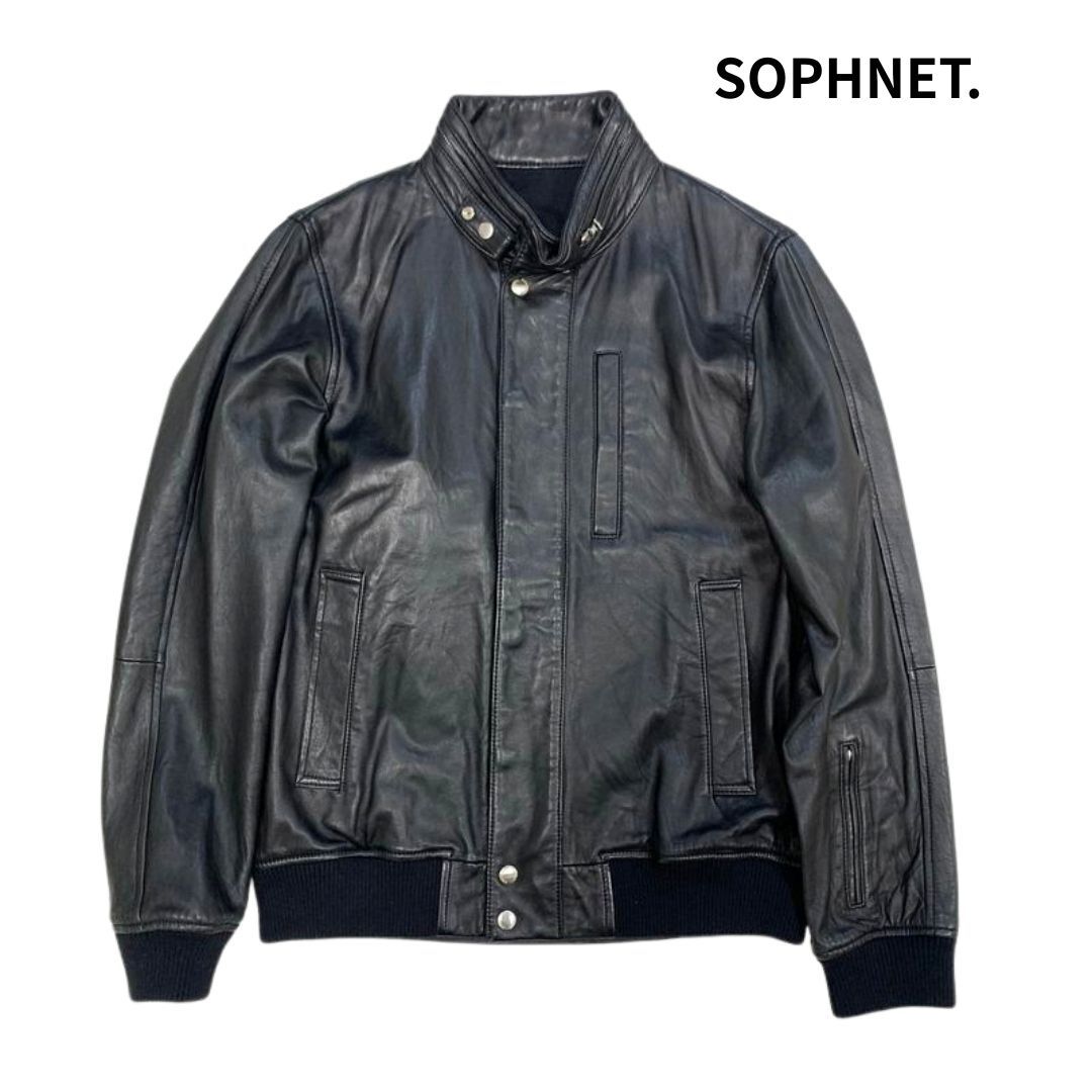 SOPHNET ソフネット 11aw WASHED SHEEP LEATHER シープレザー スタンドカラー ブルゾン ブラック size:M/レザー ライダース ジャケット 拍卖