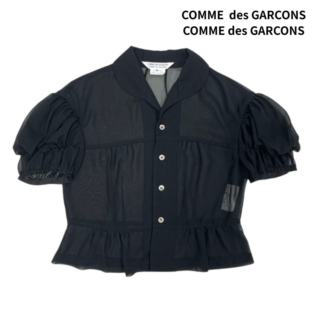 【美品】COMME DES GARCONS COMME DES GARCONS コムコム コムデギャルソン 18aw シフォン パフスリーブ 丸襟 ブラウス AD2018/半袖 シャツ拍卖