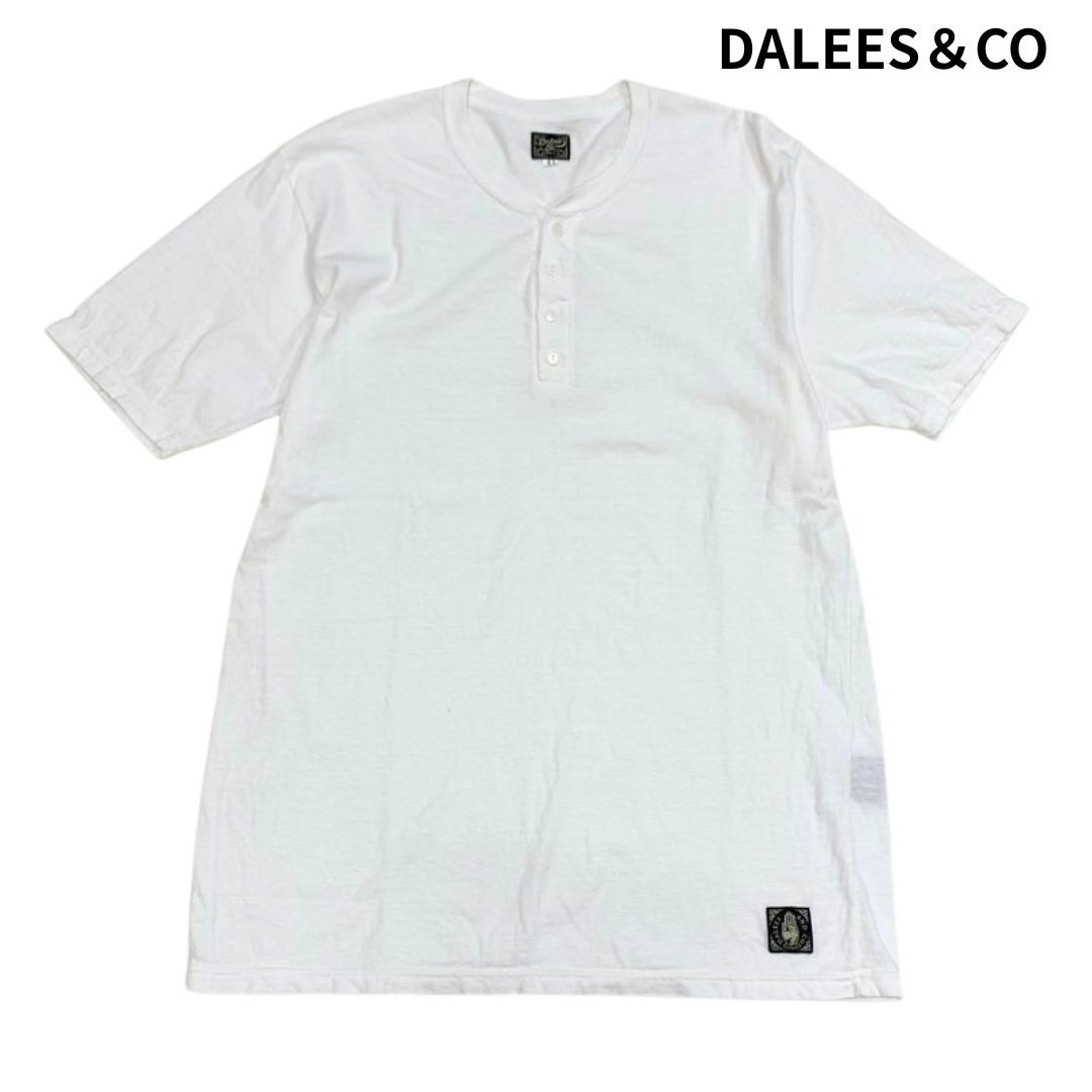 【美品】DALEES&CO ダリーズ&コー DELUXEWARE デラックスウェア 半袖 ヘンリーネック Tシャツ Spinner ホワイト 43(XL) 日本製/トップス拍卖