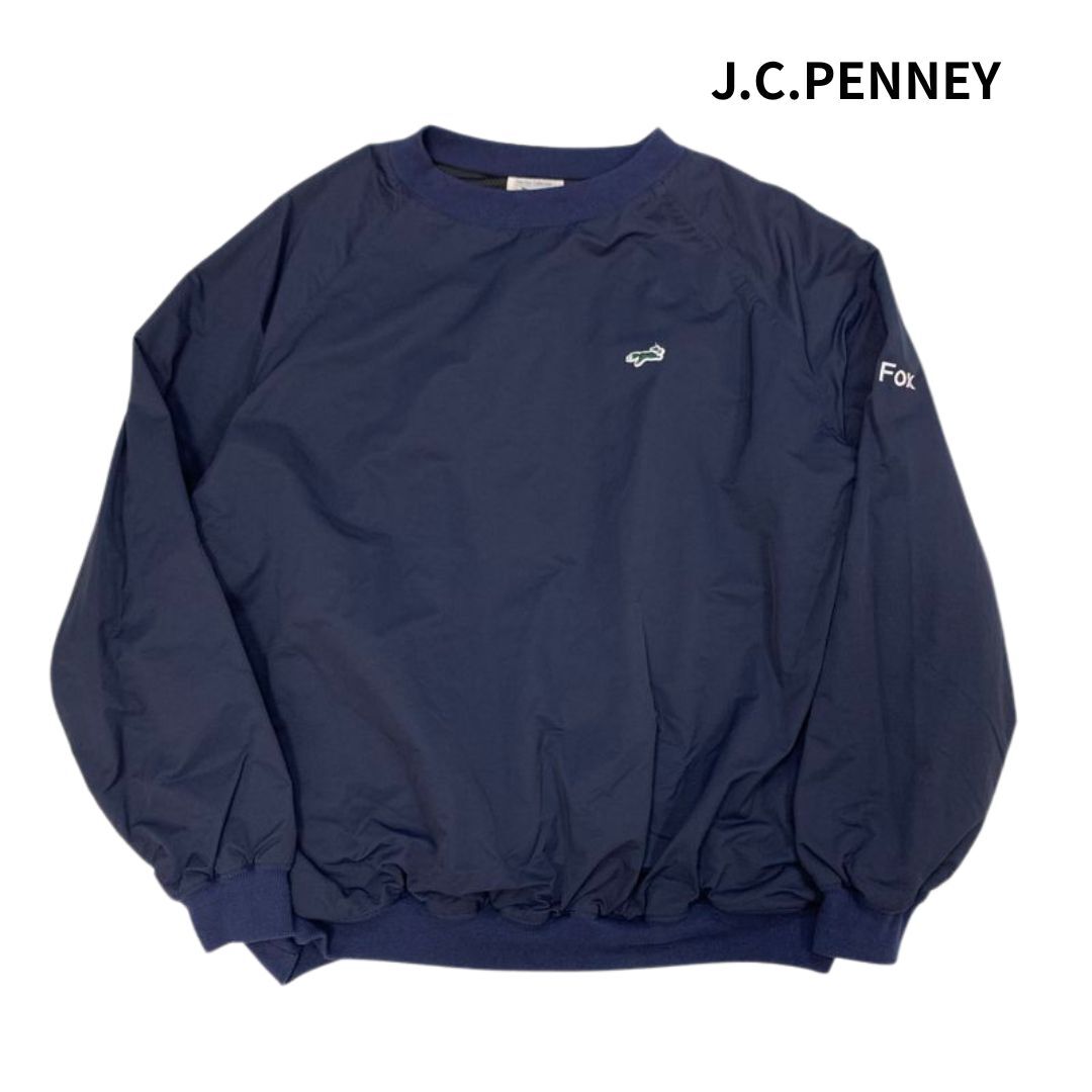 【美品】J.C.PENNEY PENNEY'S ぺニーズ FOX GOLF JACKET フォックス ゴルフジャケット ナイロン プルオーバー ネイビー M/オーバーサイズ拍卖