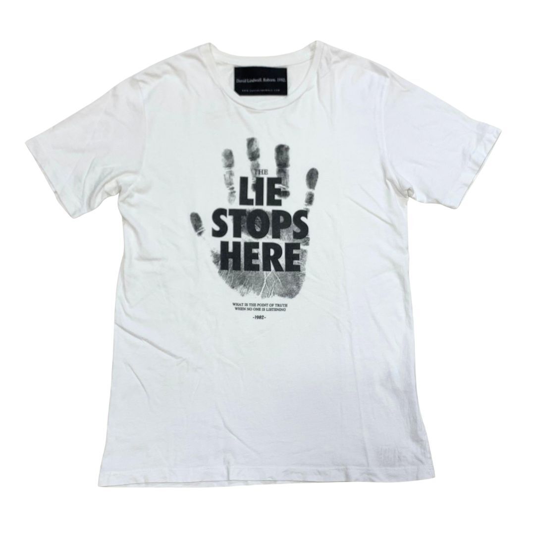 DAVID LINDWALL REBORN 1982 デイビッド リンドウォール LIE STOPS HERE 半袖 Tシャツ USA製 size:S 正規品/ドラマ HERO トップス拍卖