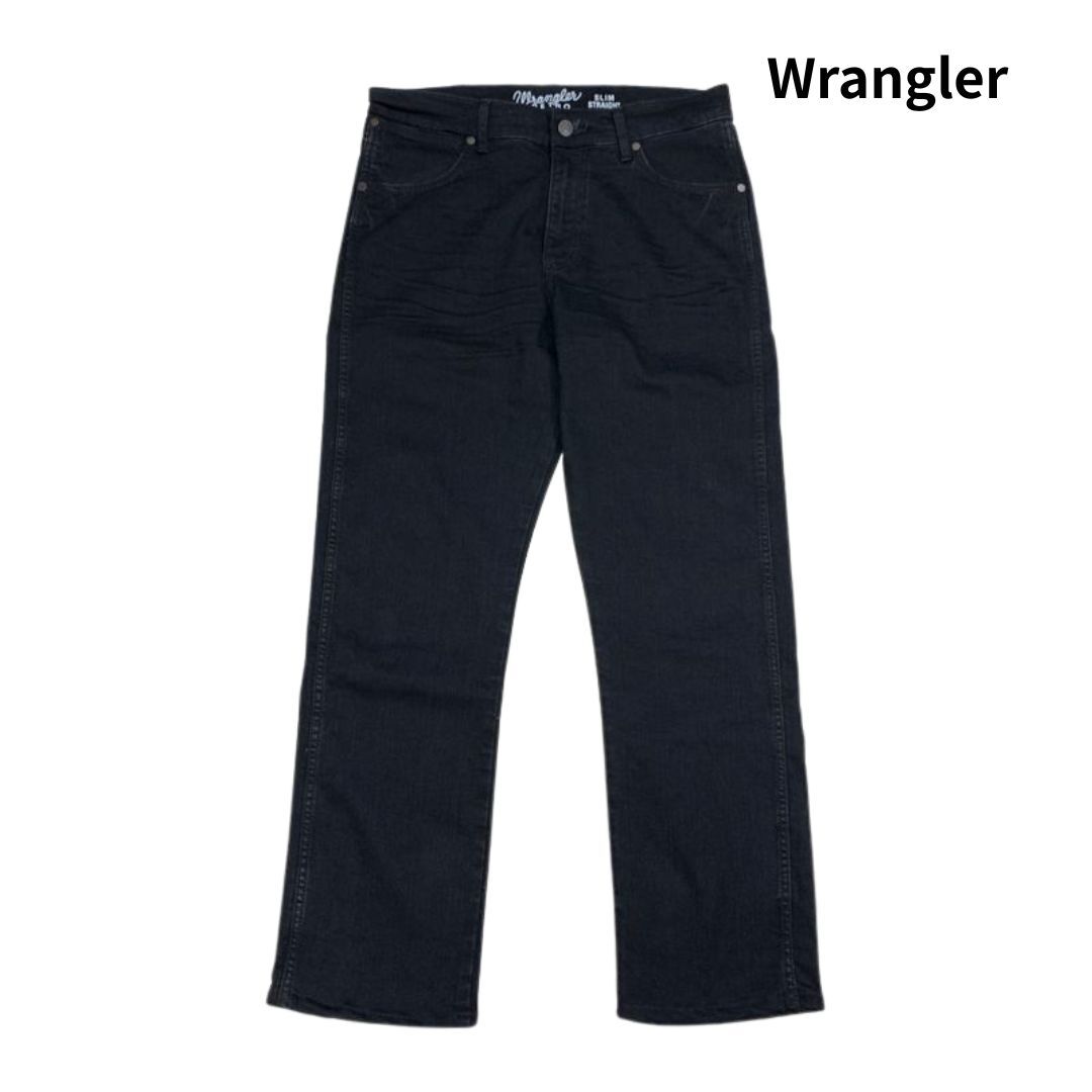 【美品】Wrangler RETRO ラングラー SLIM STRAIGHT BLACK JEANS スリム ストレート ブラック ジーンズ デニムパンツ ブラック 34x34/パンツ拍卖