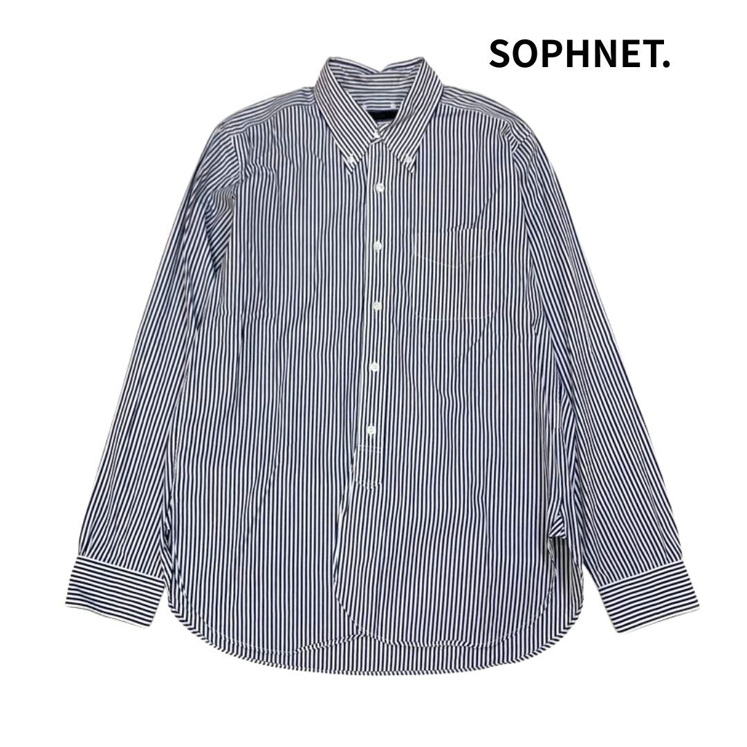 【美品】SOPHNET. SOPHNET ソフネット ストライプボタンダウンシャツ 青白 M/長袖シャツ シャツ BDシャツ F.C.R.B. uniform experiment拍卖
