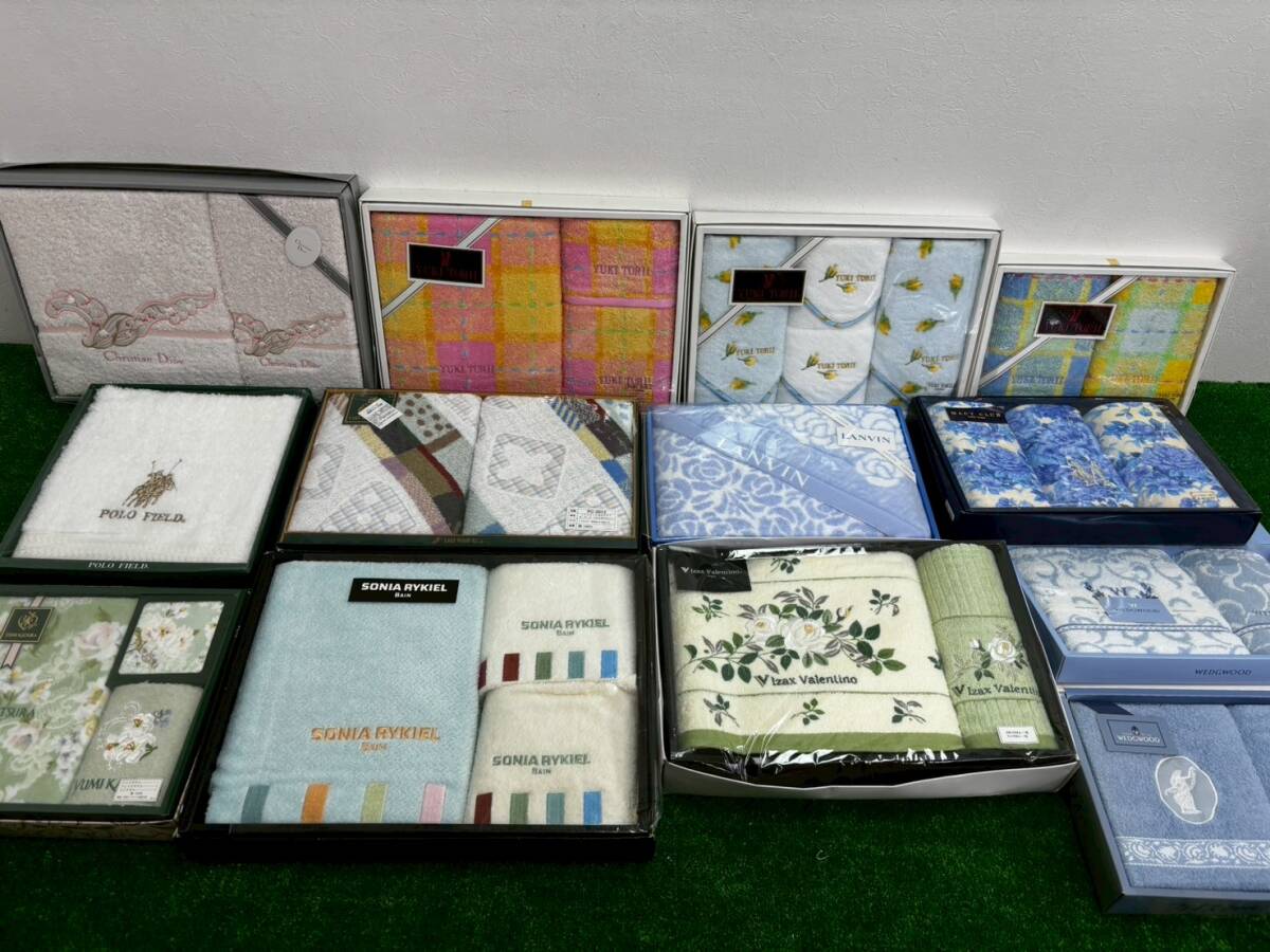 T1031A ギフトタオル 13箱 まとめ セット バスタオル タオル Christian Dior YUKI TORII LANVIN POLO WEDGWOOD YUMI KATSURA ブランド 箱付拍卖