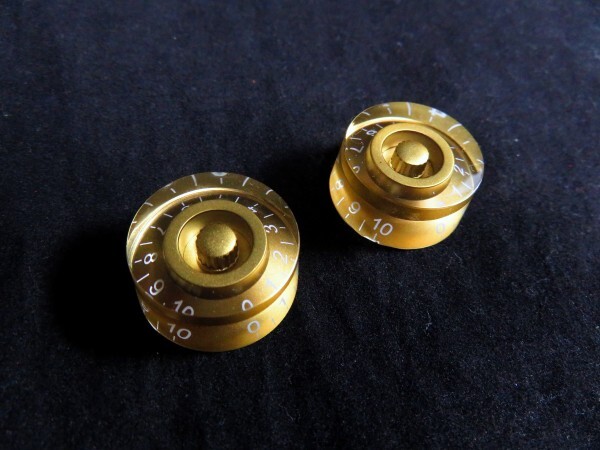 ★Speed knob/スピードノブ Gold/ゴールド/金色◆コントロール・ノブ 2個SET ミリサイズ/Gibson レスポールなどに拍卖