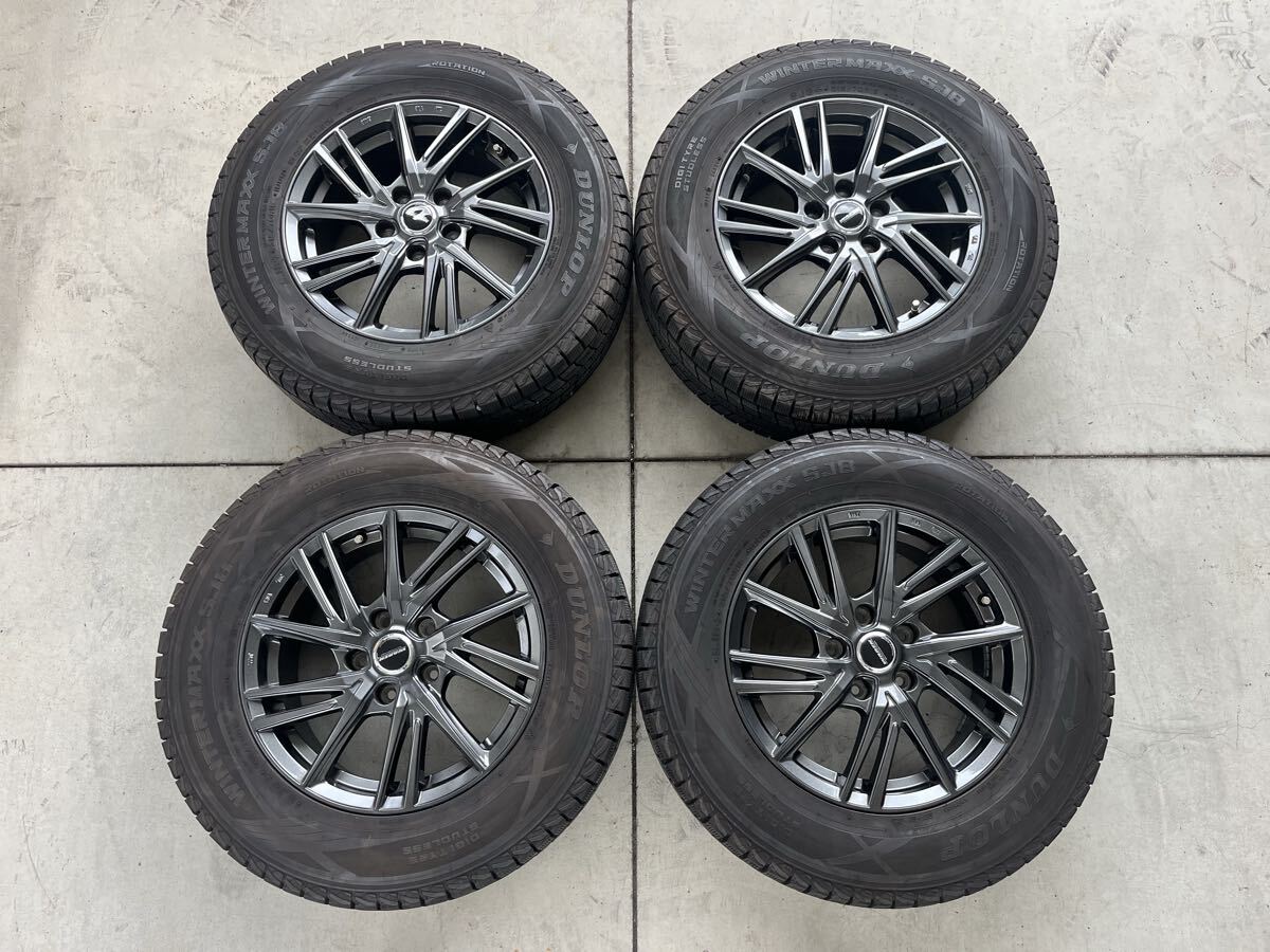 RAV4 CX-5 デリカD5等 社外アルミホイール 16インチ×6.5J ET+38 5H PCD114.3/DUNLOP スタッドレスタイヤ 215/70R16 2021年製造 4本セット拍卖
