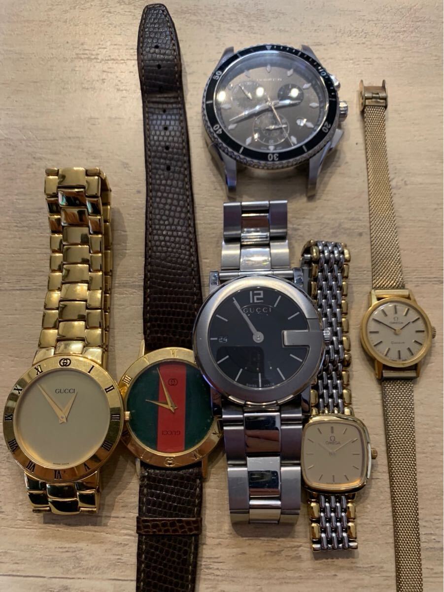 ハミルトン h375120 グッチ 101j 他2点 オメガ ジュネーブ 他1点 腕時計 計6点まとめ拍卖