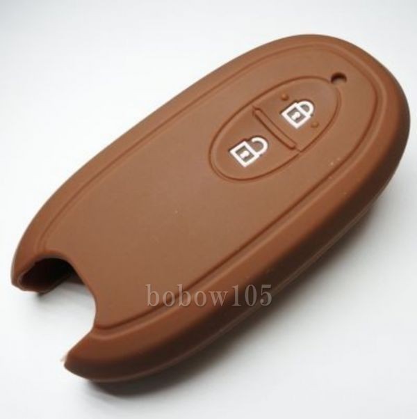 スズキ(日産・マツダ)2ボタン スマートキー用シリコンキーカバー キーケースS02ハスラーラパン ブラウン(茶色)拍卖