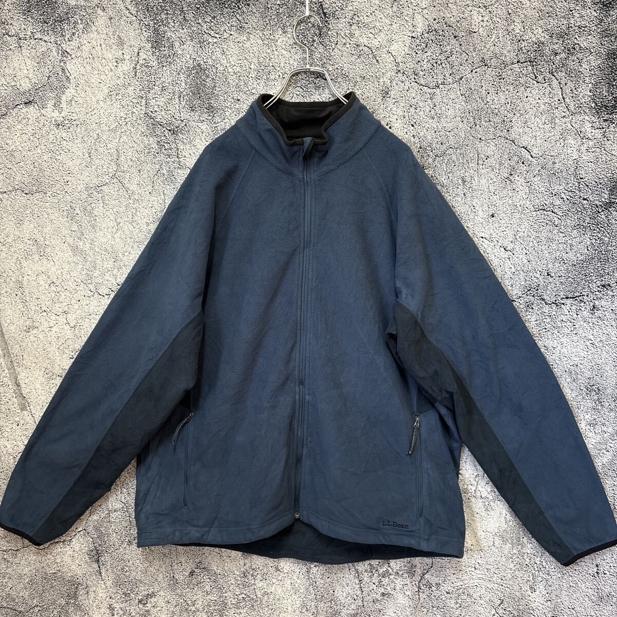 US古着】L.L.Bean フリースジャケット XXL ネイビー系 アウター ジップアップ難あり拍卖