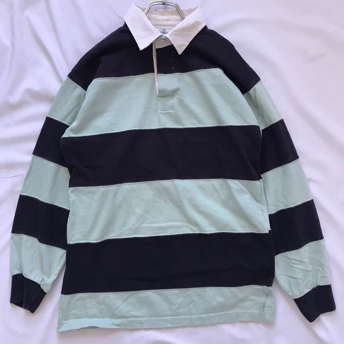 FRONT ROW ラガーシャツ 太ボーダー M ヘビーウェイト アメカジ 長袖拍卖