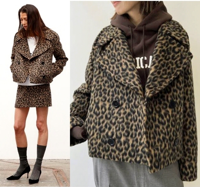 美品 22AW 163,900円  L'Appartement取扱 MADISONBLUE ウールモヘア レオパード ジャケットコート PEA JACKET LEOPARD 02 M拍卖