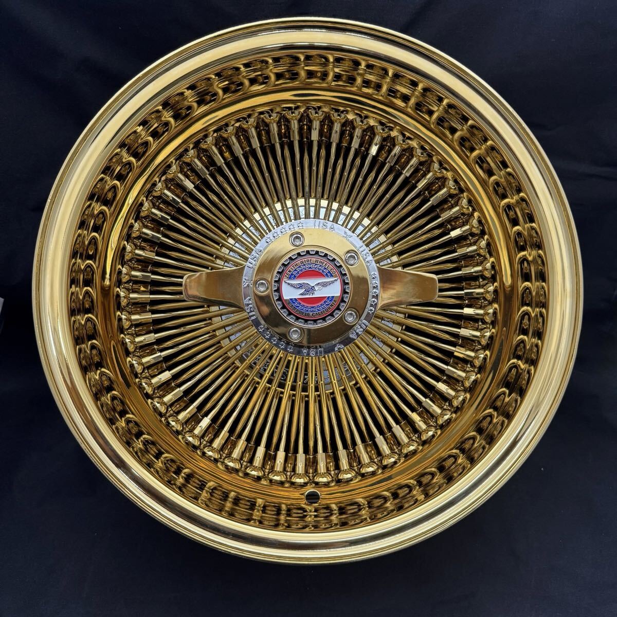 ★☆ゼニスワイヤーホイール 14インチ 100スポーク 7J&6Jセット オールゴールド デイトン ローライダー キャデラック リンカーン★☆拍卖