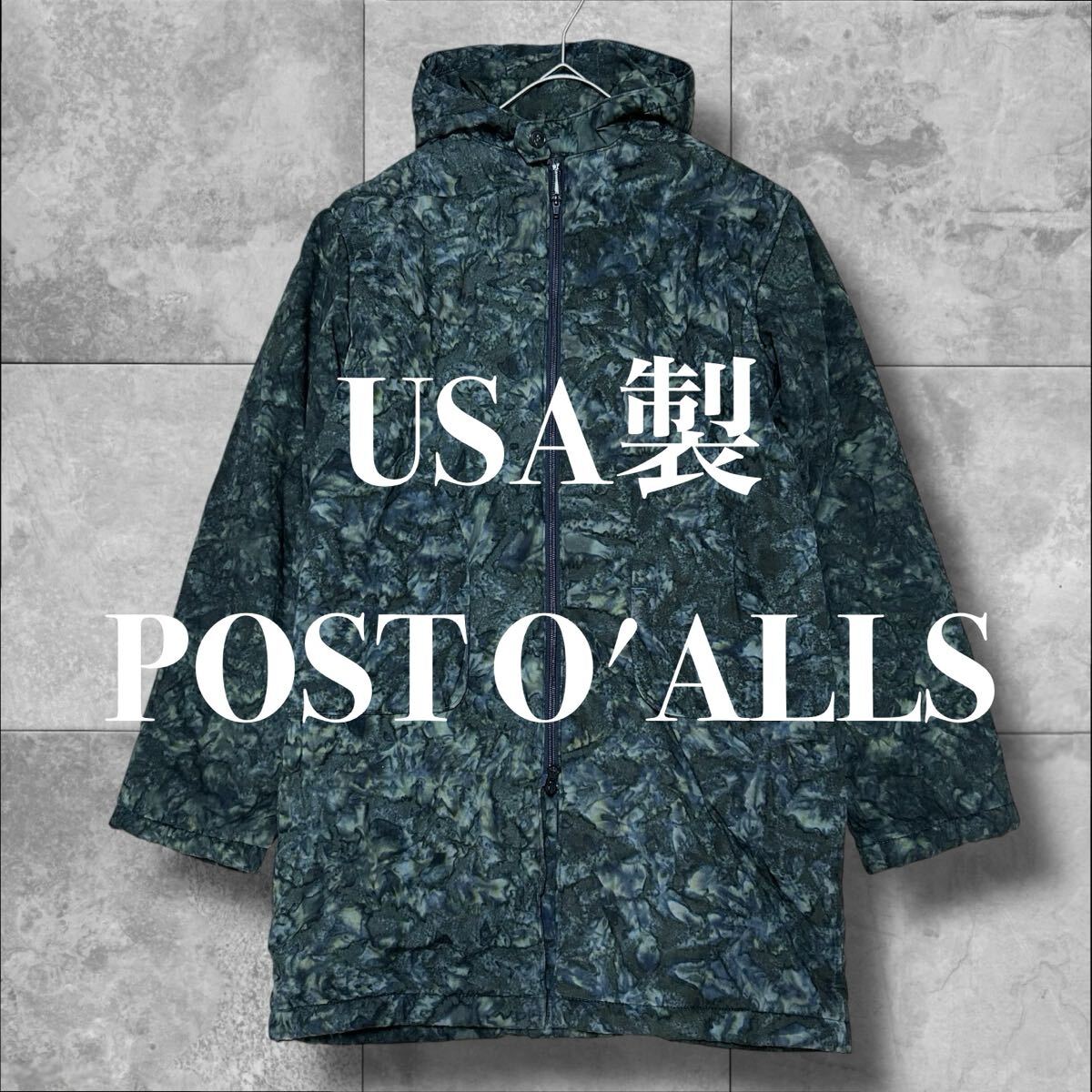 USA製 POST O'ALLS カモフラ柄 中綿ライトダウンジャケット コート ポストオーバーオールズ Post Overalls アメリカ製 迷彩柄 フード付き拍卖