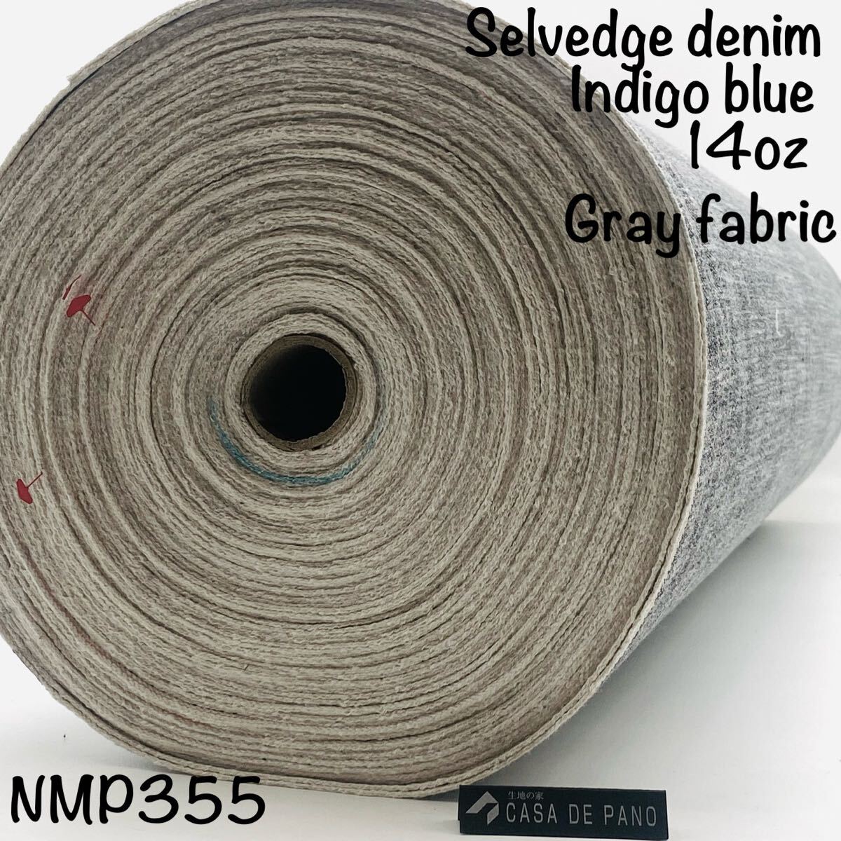 NMP355 セルビッチデニム キバタ 50m 14オンス ピンク耳 インディゴブルー スラブ 生機 リジット 原反 岡山産デニム 日本製拍卖