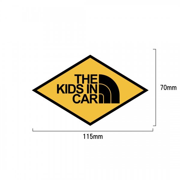 キッズインカー ステッカー 新品 マットラミネート 防水 耐光 UVカット W115mmxH70mm Kids in car かわいい シンプル おしゃれ ひし形拍卖