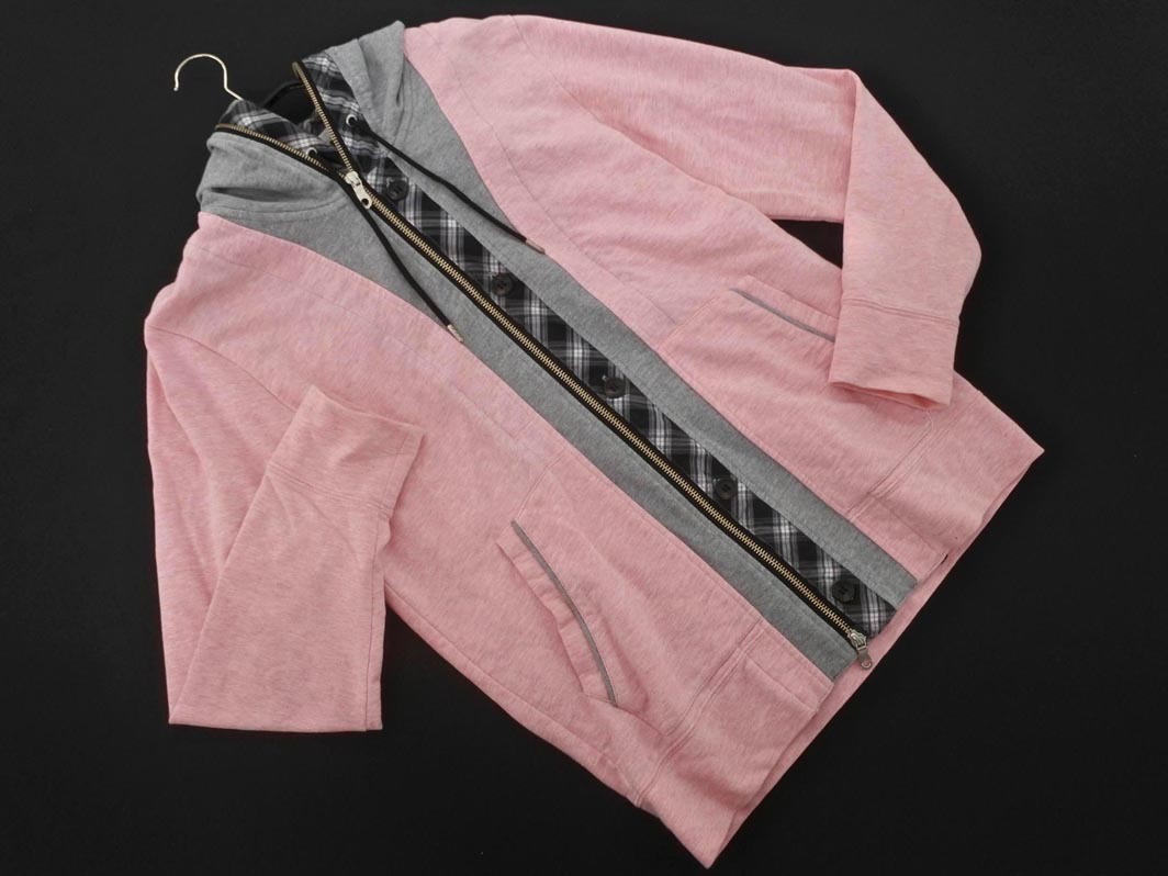 TAKEO KIKUCHI タケオキクチ ジップアップ パーカー size2/ピンクxグレー ◇■ ☆ fja2 メンズ拍卖