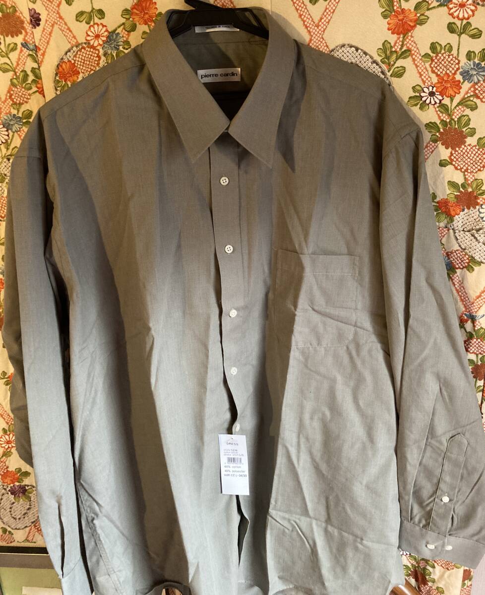 未使用】pierre cardin ピエールカルダン 長袖 ドレス シャツ L オリーブ拍卖