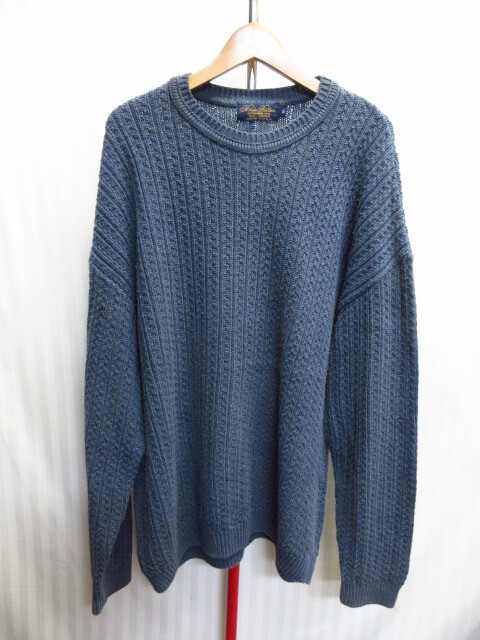 USA製 ブルックスブラザーズ 90sヴィンテージ セーター メンズM XL相当 ネイビーブルー ケーブルニットセーター ニットトレーナー09302拍卖