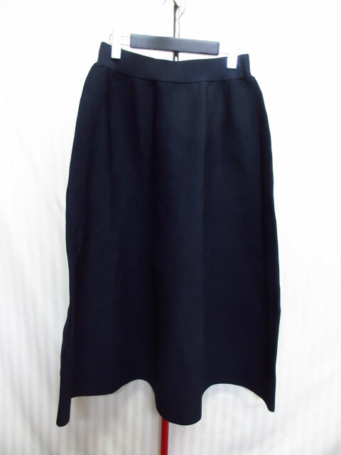 未使用 PLST プラステ スカート SIZE L 紺 ホールガーメントニット地スカート ウエストゴム入りスカート サーキュラースカート 09301拍卖