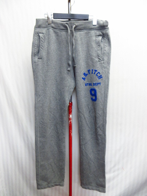 アバクロンビー&フィッチ スウェットパンツ メンズM グレー ロゴ刺繍ジャージ トラックパンツ トレーニングパンツ イージーパンツ10023拍卖