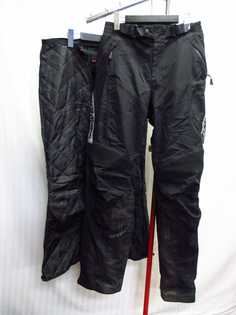 KOMINE コミネ 中綿ライナー付きライディングパンツ メンズM 黒 プロテクターパット入りライダースパンツ 保温防寒バイクウエア10033拍卖