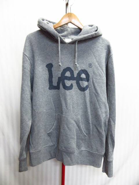 LEE リー ビッグロゴ スウェットパーカー メンズXL LL グレー デカロゴパーカー フード付きトレーナー フーディー ジャージトップ10072拍卖