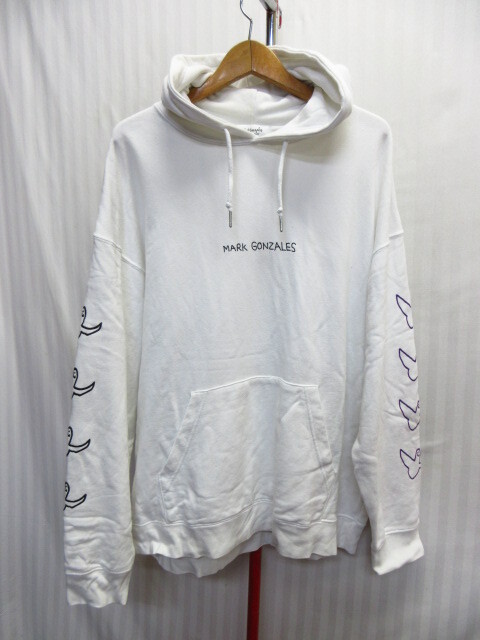 マークゴンザレス パーカー メンズXL LL 白 スウェットパーカー フード付きトレーナー コットンジャージトップ フーディー 10072拍卖