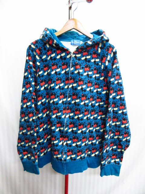 ミッキーマウス総柄パーカー メンズLL XL ディズニーランド ジップアップパーカー スウェットフーディー フード付きジャージトップ10083拍卖