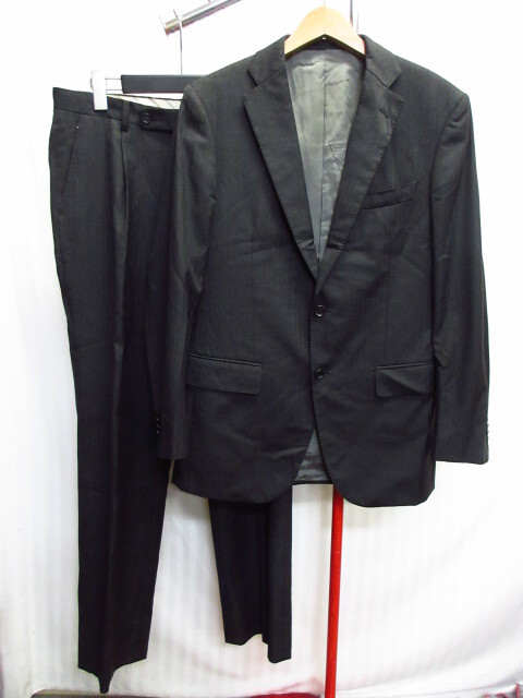 TROJAN ロロピアーナ SUPER130s スーツ上下セットアップ メンズPM ストライプ柄テーラードジャケット スラックス ビジネス 日本製10092拍卖