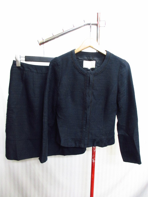 ナチュラルビューティー ツイードスーツ上下セットアップ SIZE38 セレモニージャケット&スカート 式典 フォーマル ドレス 10091拍卖