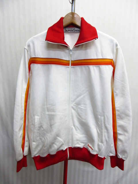 ミズノ スーパースター 70s80sヴィンテージ ジャージトップ メンズO XL LL トラックジャケット トラックトップ スポーツブルゾン白10091拍卖
