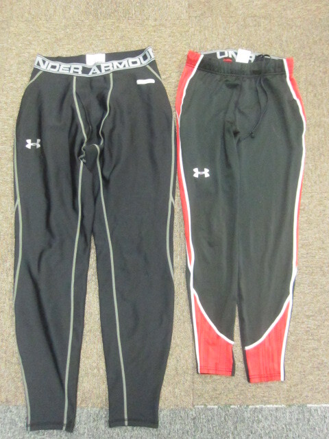 アンダーアーマー ロングタイツ 2枚セット メンズM 秋冬向けインナーパンツ 保温防寒スポーツスパッツ コンプレッションウエア 10110拍卖