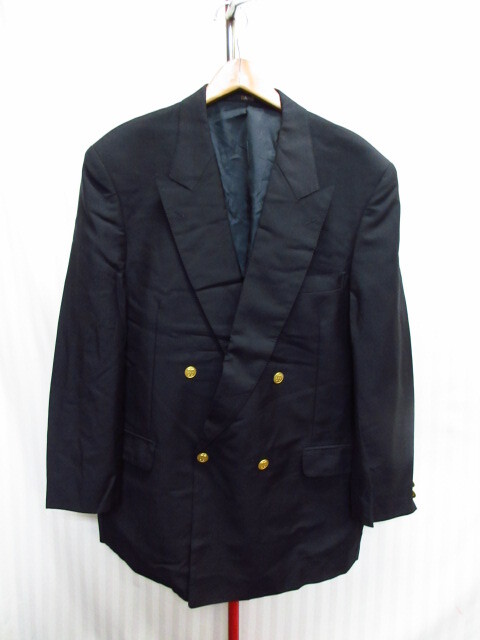 DAKS ダックス 90sヴィンテージ 紺ブレザー金ボタン使用テーラードジャケット メンズXL LL ダブル仕様ジャケット フォーマル 10104拍卖