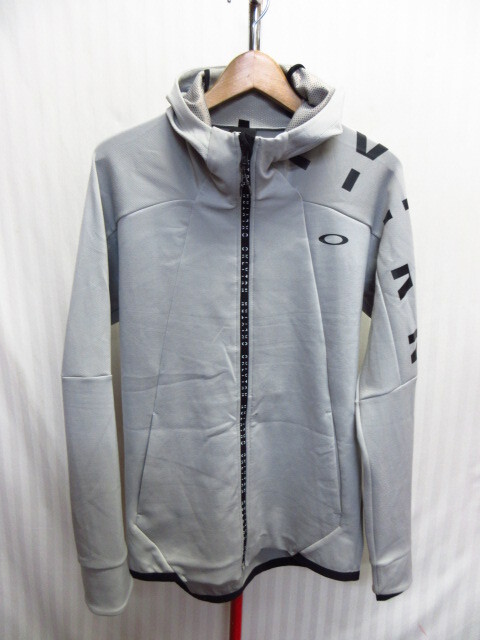 OAKLEY オークリー ジップパーカー メンズM グレー フード付きジャージトップ トラックジャケット トラックトップ フーディー 10142拍卖