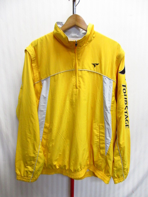 ツアーステージ ナイロンジャンパー メンズL 黄 ゴルフベスト可能 ウインドブレーカー ゴルフジャケット スポーツブルゾン イエロー10142拍卖