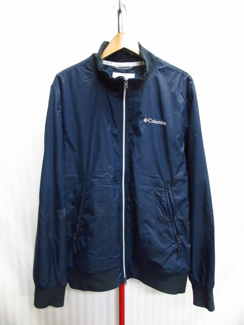 コロンビア ナイロンジャンパー メンズXL LL 紺 ウインドブレーカー トレイルジャケット トレッキングウエア アウトドアジャンパー10151拍卖