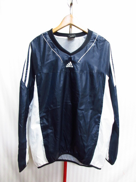 アディダス ナイロンジャージトップ メンズXO XXL 00sビンテージ 紺白 ウインドブレーカー ナイロンジャンパー スポーツジャケット10162拍卖