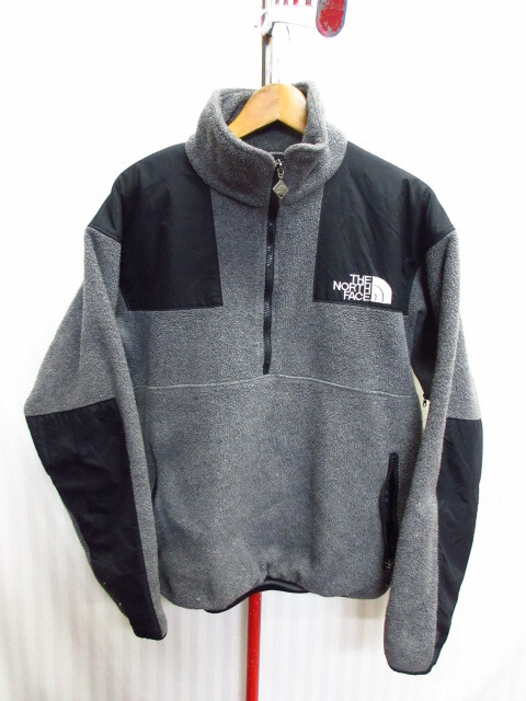 ノースフェイス 90s00sヴィンテージ ロゴ刺繍フリースジャケット メンズLL XL グレー黒 保温防寒ジャンパー トレッキングウエア 10222拍卖