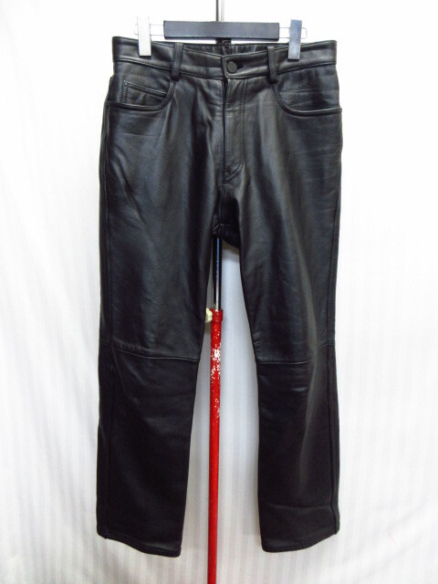 コムサデモードメン 90sヴィンテージ リアルレザーパンツ メンズ3 L 黒 ライダースパンツ 牛革ジーンズ 革パン 秋冬 保温防寒ズボン10221拍卖