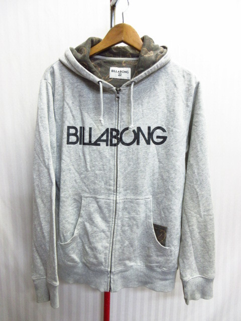 Billabong ビラボン ペイズリー柄フルジップパーカー メンズM グレー スウェットフーディー フード付きジャージトップ トレーナー10232拍卖