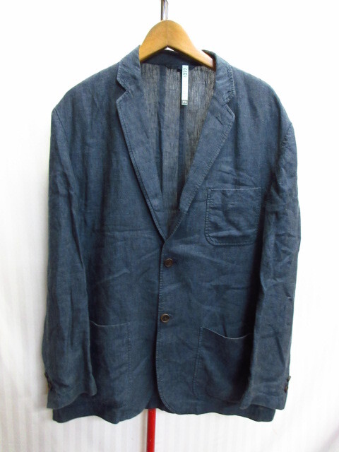 無印良品 リネンジャケット メンズXL LL 紺ブレザー 麻100%使用テーラードジャケット サマージャケット サマーブレザー 10232拍卖