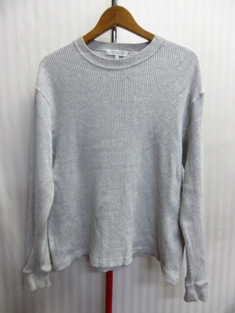 ユナイテッドアローズ アメリカ製生地サーマル地Tシャツ メンズXL LL グレー ワッフル地カットソー 長袖Tシャツ ロンT カットソー 10231拍卖
