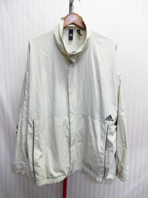 アディダス ナイロンジャンパー メンズXO XXL アイボリー系×蛍光オレンジ ウインドブレーカー ジャージトップ トラックジャケット10241拍卖